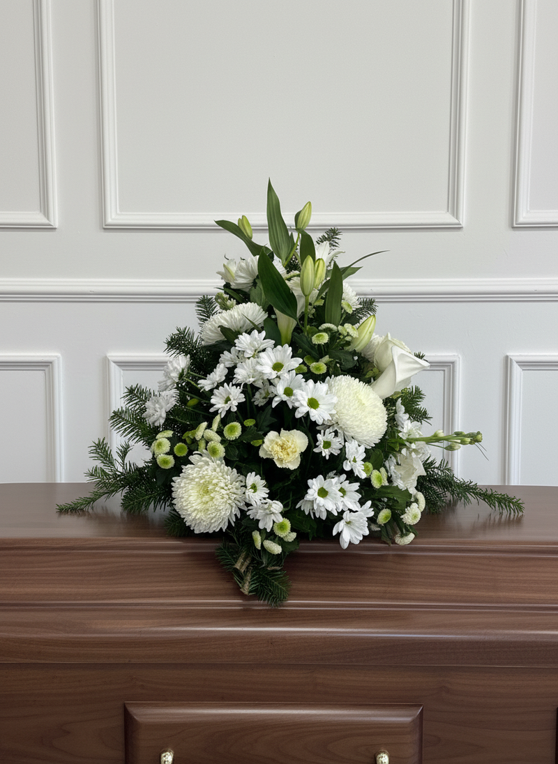 Trauerbukett Weiß